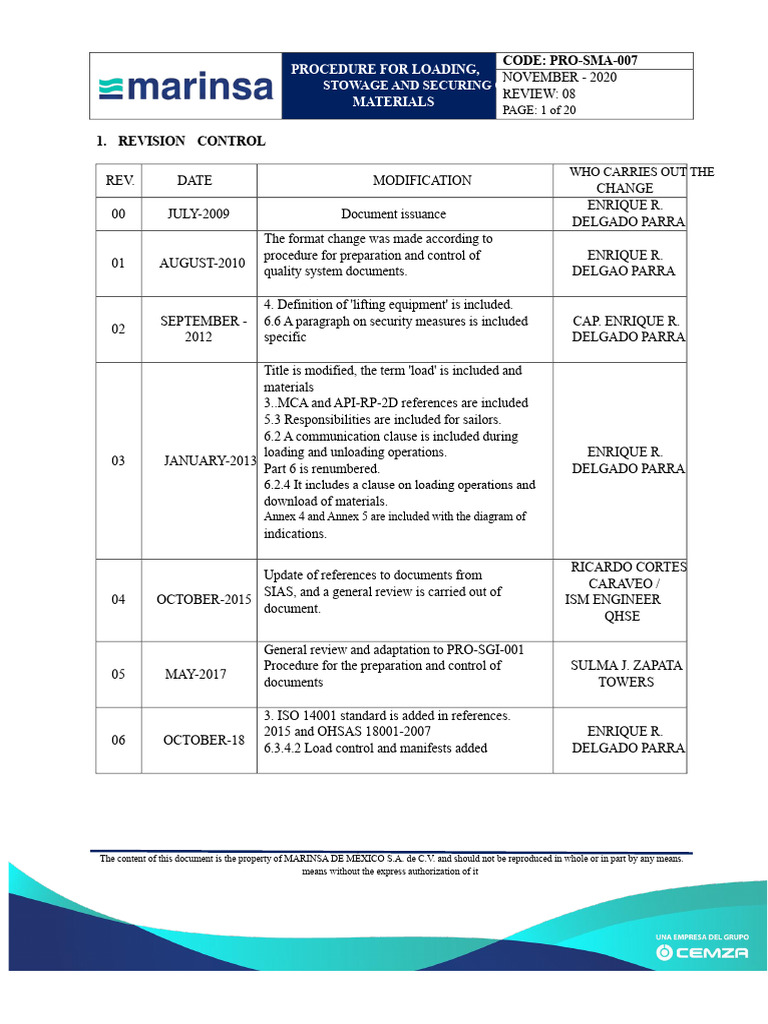 Loading and Securing Materials Procedure | PDF