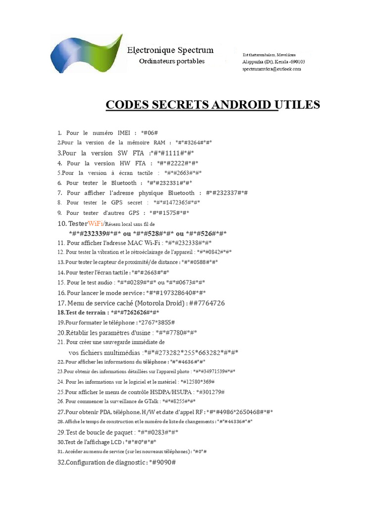 Codes secrets Android indispensables | PDF