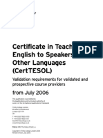 CertTESOL Validation Requirements 2006