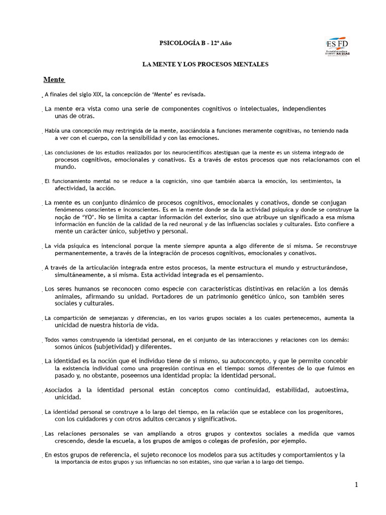 Procesos Mentales y Aprendizaje en Psicología | PDF | Memoria | Las ...