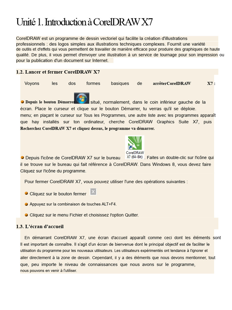 Introduction à CorelDRAW X7 Gratuit PDF | PDF | Interface graphique ...