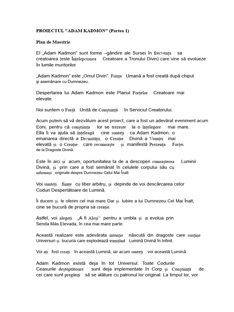 Proiect - Programul Adam Kadmon | PDF