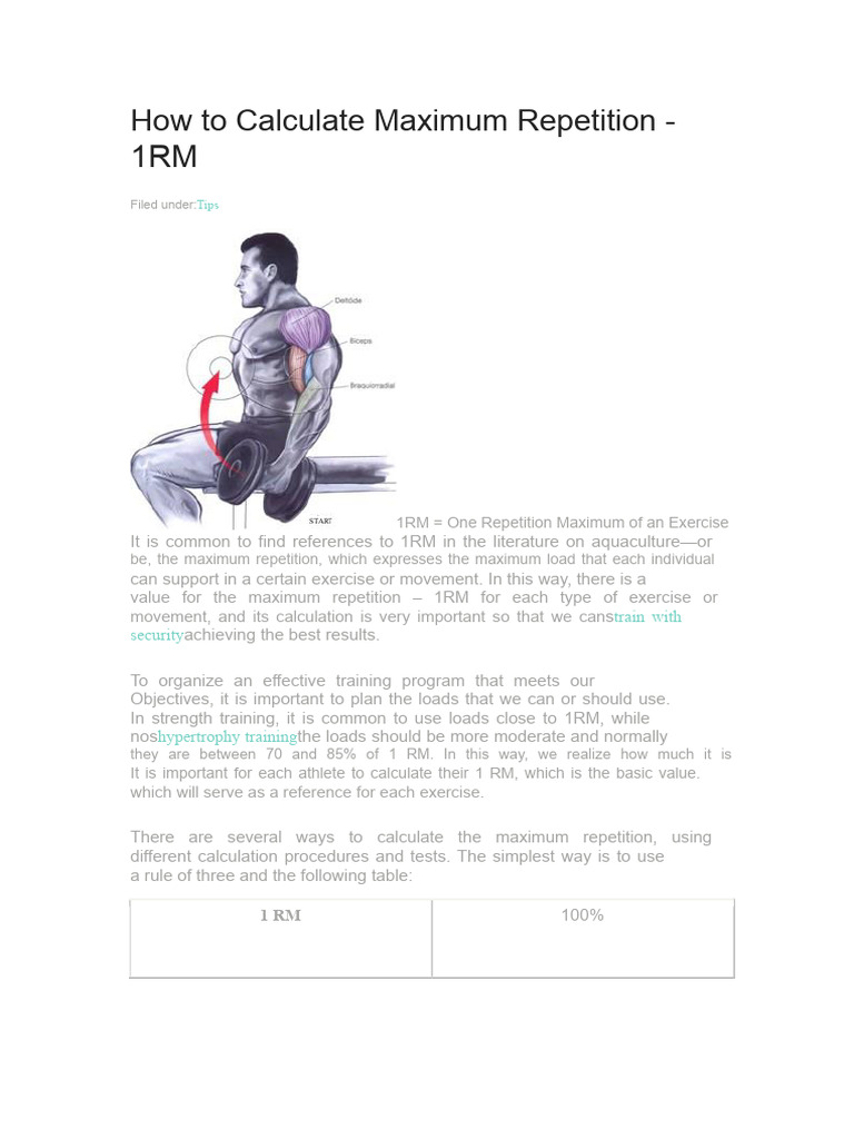 How To Calculate Maximum Repetition | PDF | Kilogram | Weight