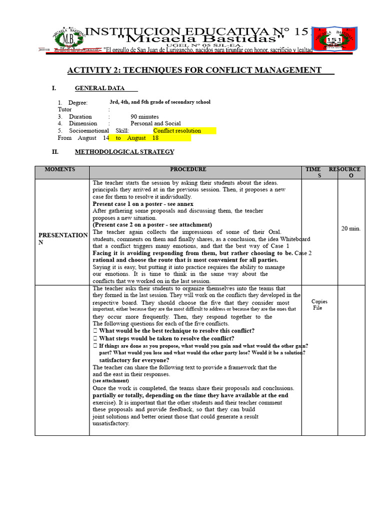 SESSION 2 Techniques For Conflict Management | PDF | Cognitive Science ...
