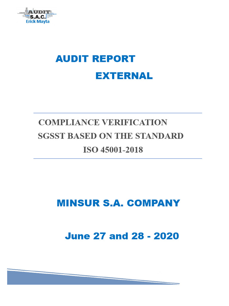 ISO 45001:2018 Compliance Audit Report | PDF | Audit | Occupational ...