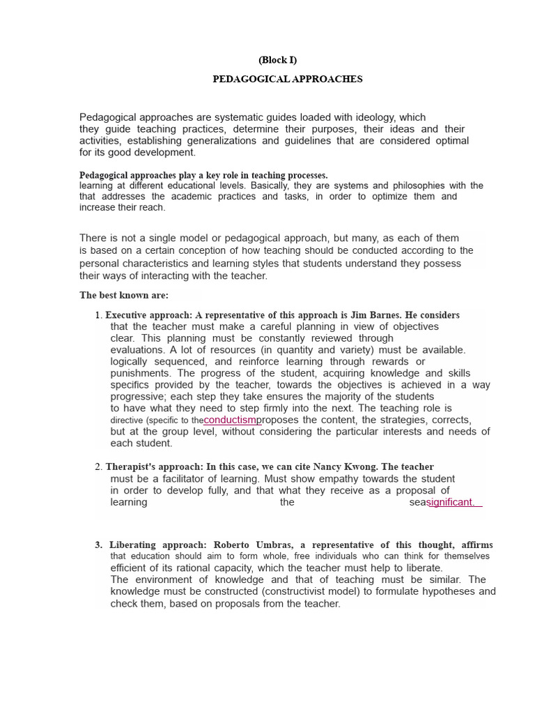Pedagogical Approaches | PDF | Constructivism (Philosophy Of Education ...