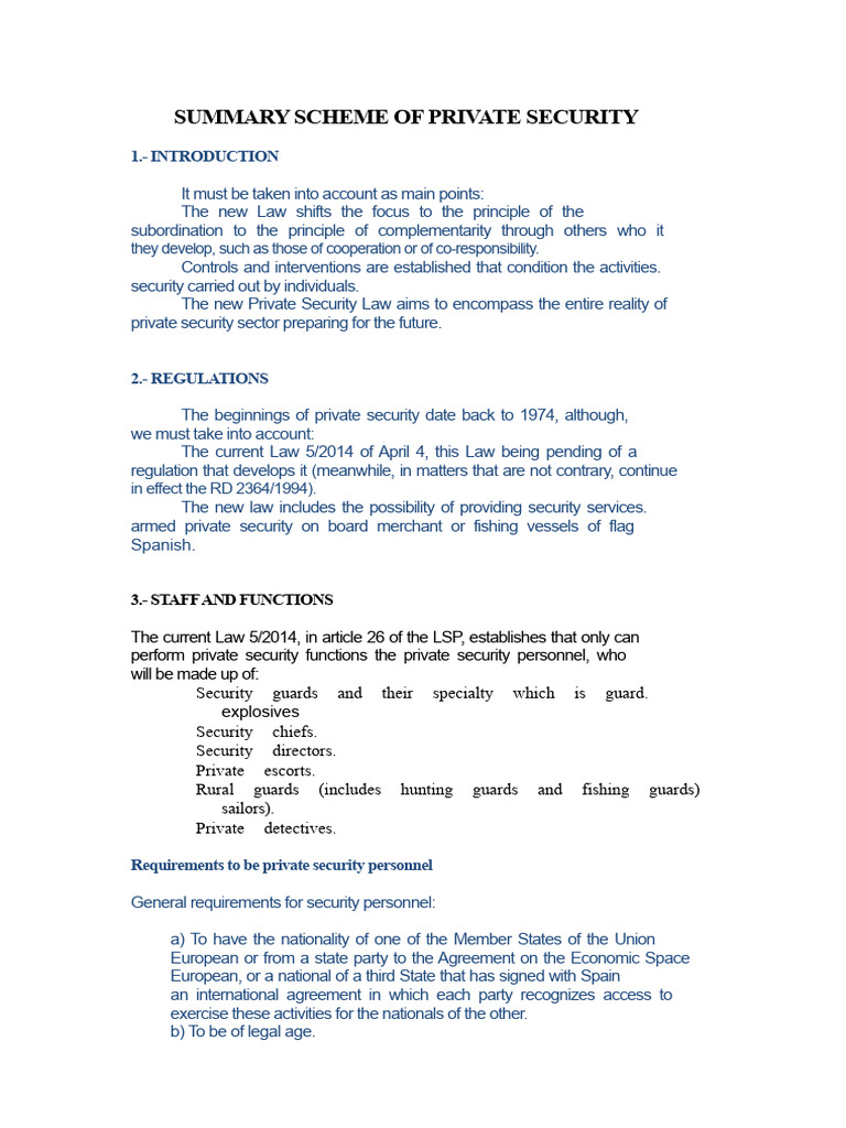 Overview of Private Security Regulations | PDF | Security Guard ...