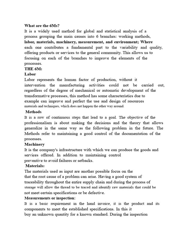 Understanding the 6Ms of Production | PDF | Factors Of Production ...