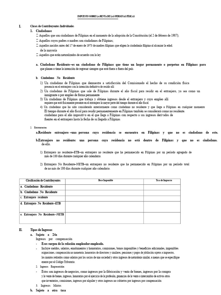 Impuesto Sobre La Renta de Las Personas Físicas | PDF | Impuestos ...