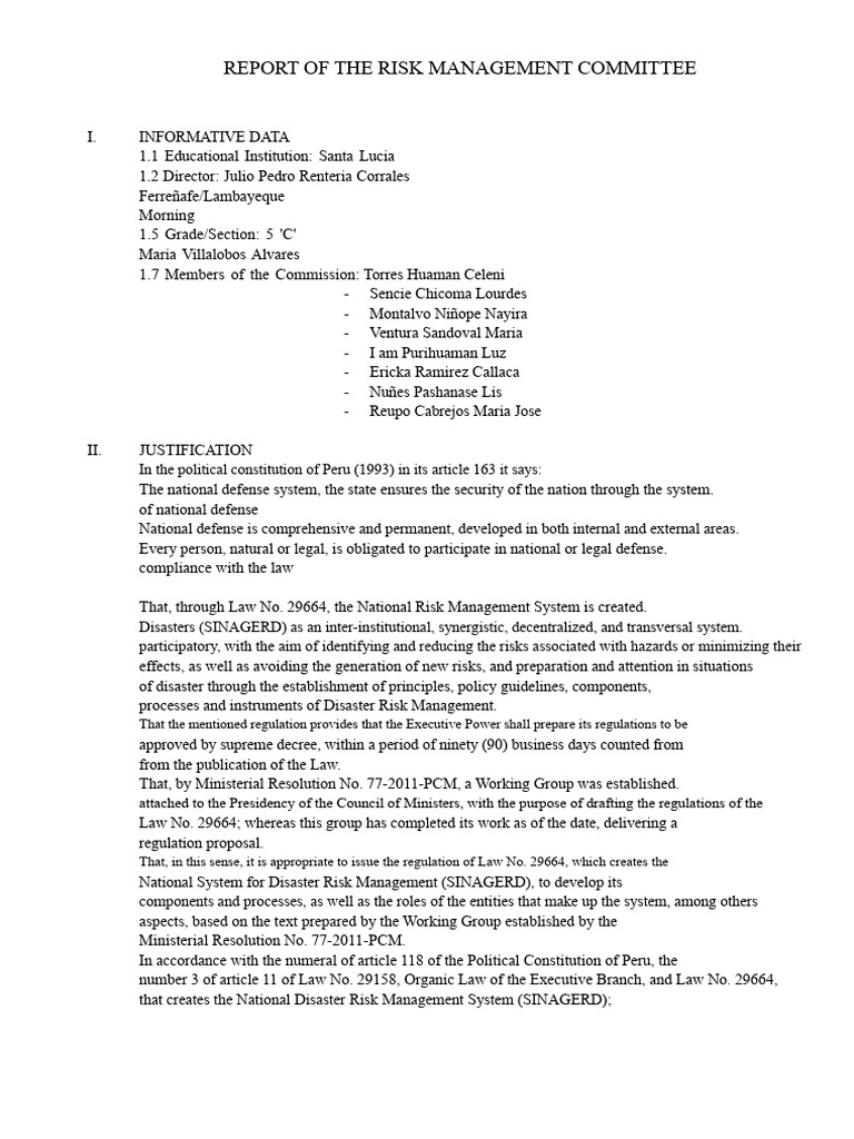 Risk Management Report for Santa Lucia | PDF | Natural Disasters ...