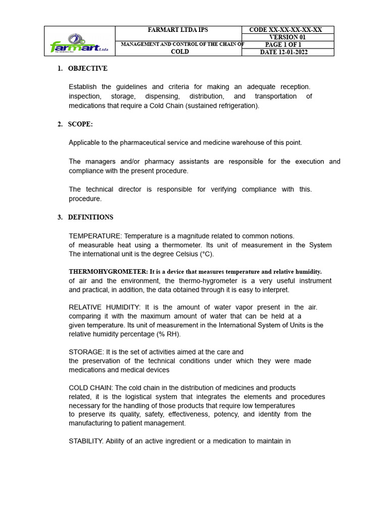 Cold Chain Management Guidelines | PDF | Refrigerator | Shelf Life
