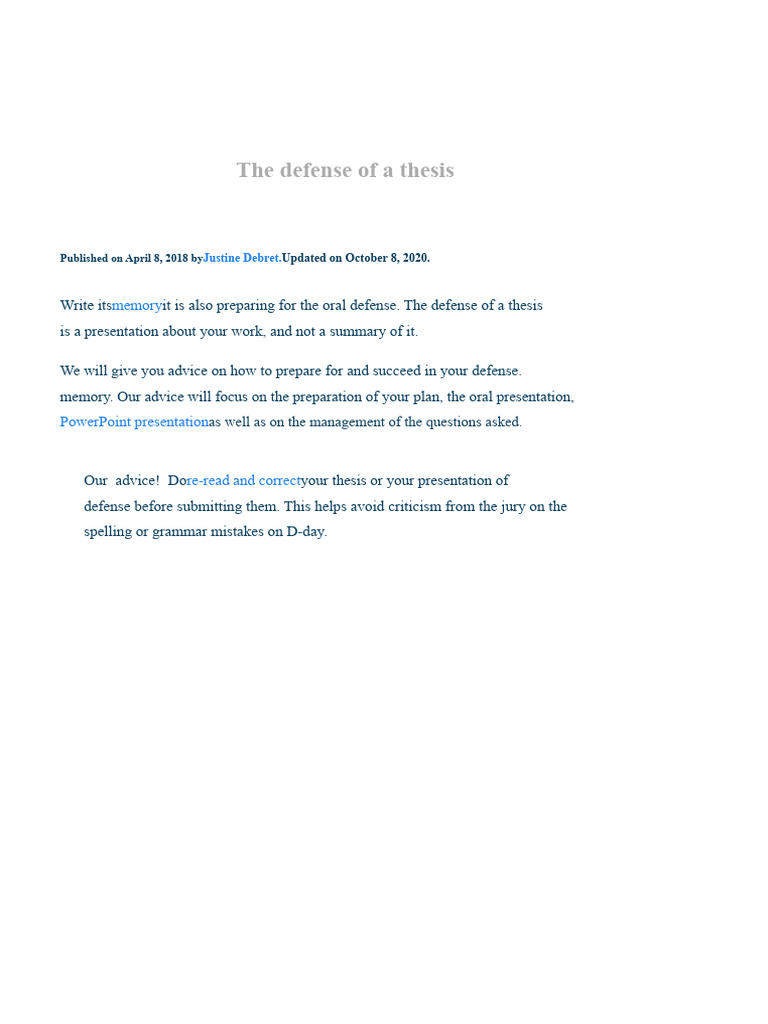 The Defense of A Thesis | PDF | Thesis | Evaluation