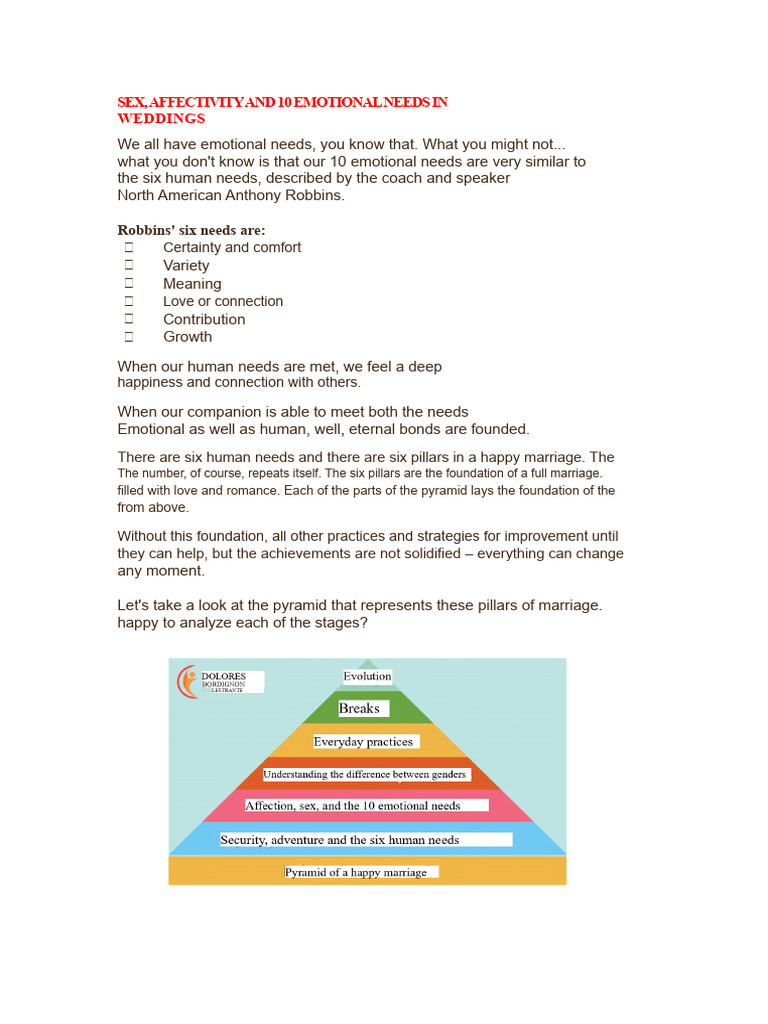 10 Emotional Needs in Marriage | PDF | Love | Romance (Love)