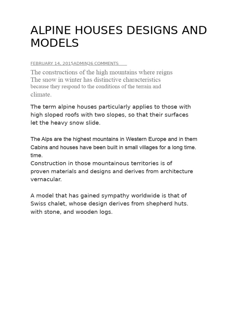 Alpine House Design Insights | PDF | Roof | Alps
