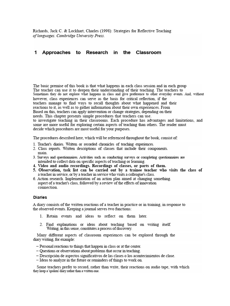 Reflective Teaching Strategies Guide | PDF | Teachers | Learning