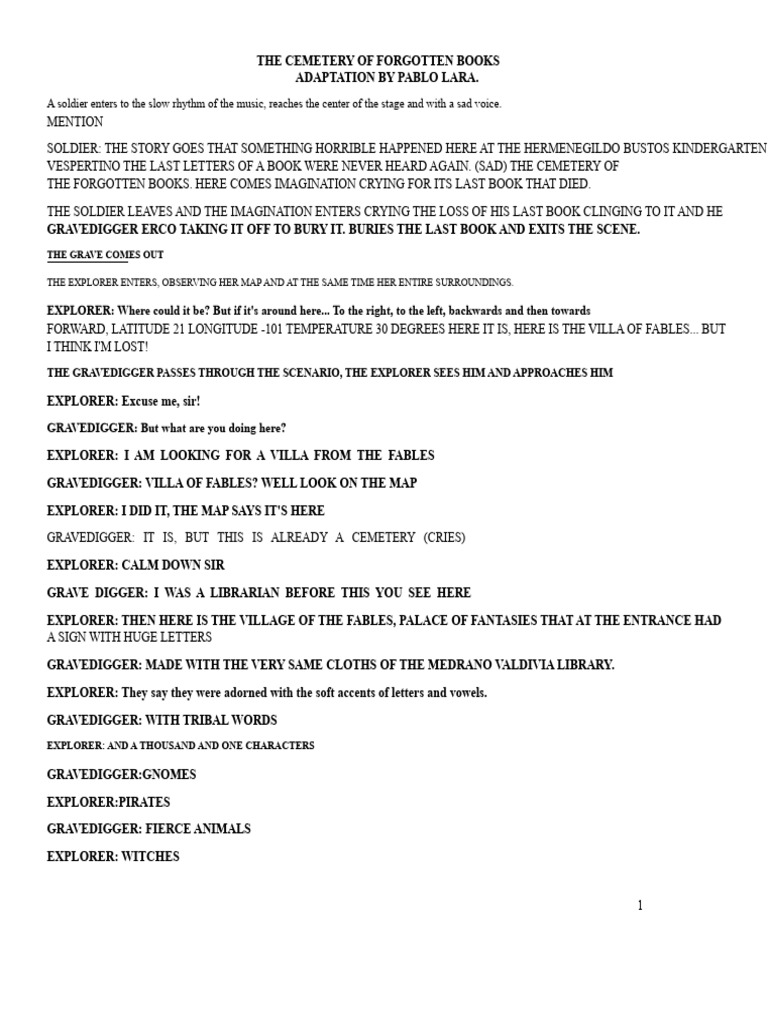 Script The Cemetery of Forgotten Books | PDF