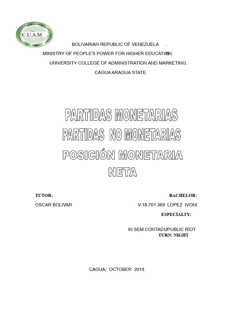 Monetary, Non-Monetary Items and Net Monetary Position | PDF | Money ...
