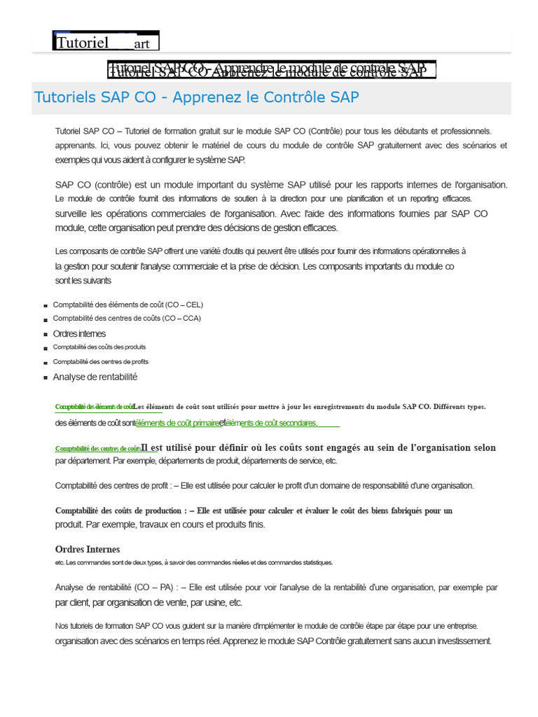 Tutoriel sur le Reporting SAP CO | PDF | Comptabilité | Informatique