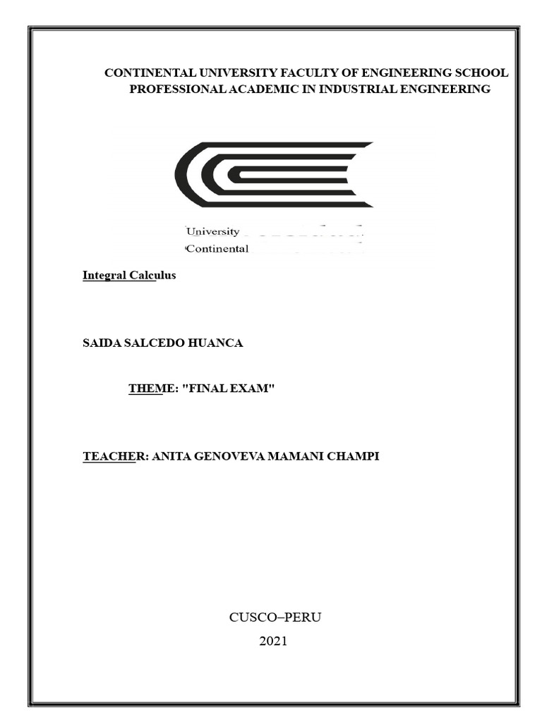 Calculus Final Exam | PDF