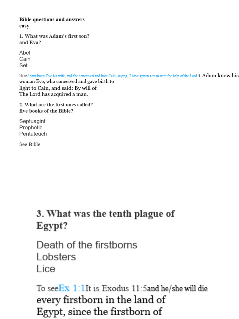 Bible Questions and Answers Guide | PDF | Bible | Isaac