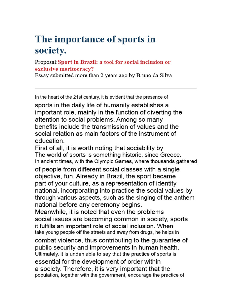 The Importance of Sport in Society | PDF | Sports | Violence