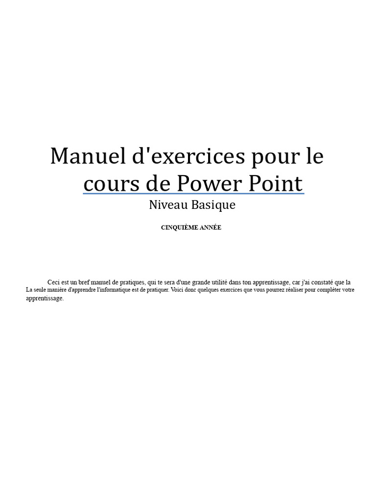 Exercices PowerPoint Niveau Basique | PDF | Microsoft Powerpoint