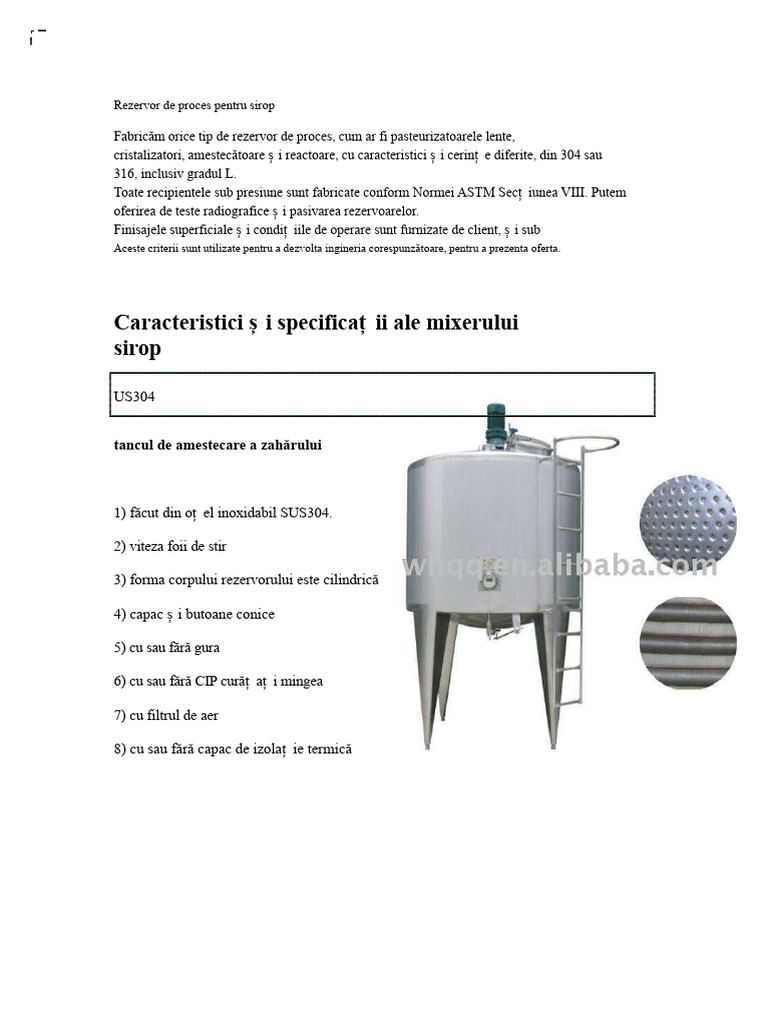 Rezervor de Procesare A Siropului | PDF