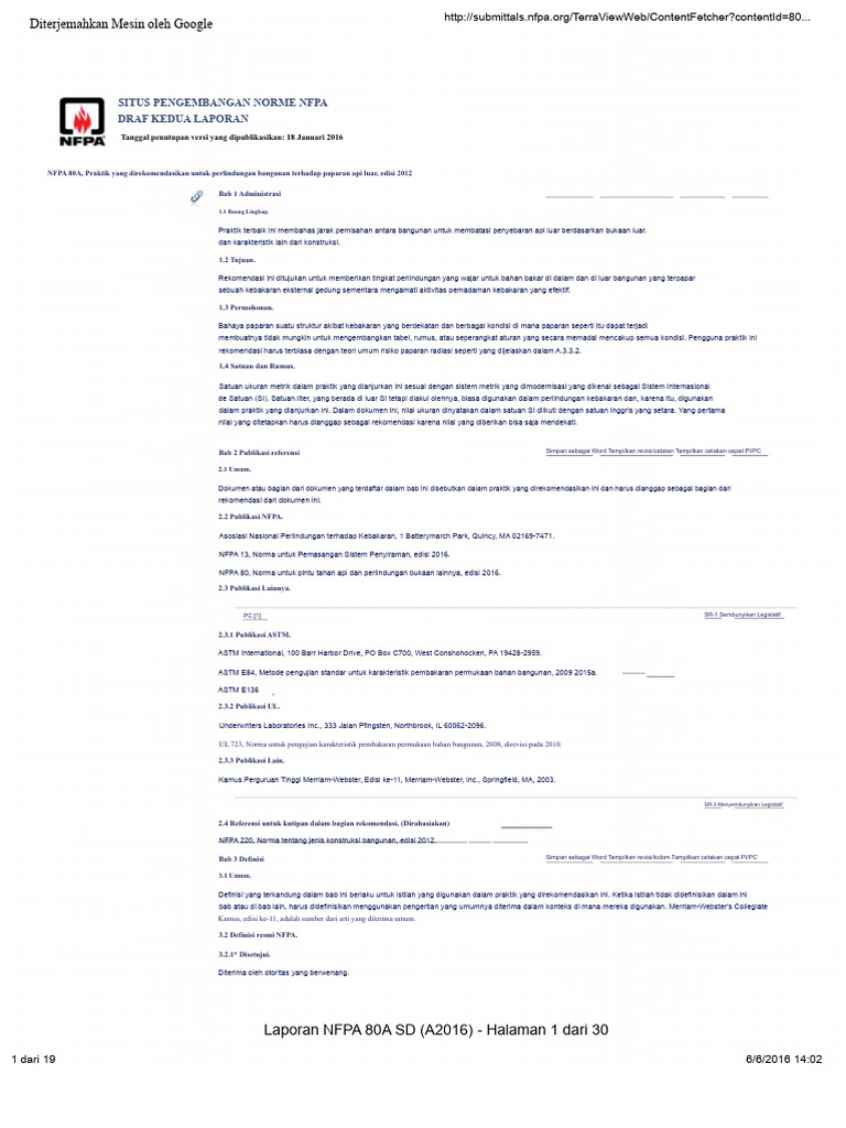 Rekomendasi NFPA 80A untuk Perlindungan Api | PDF