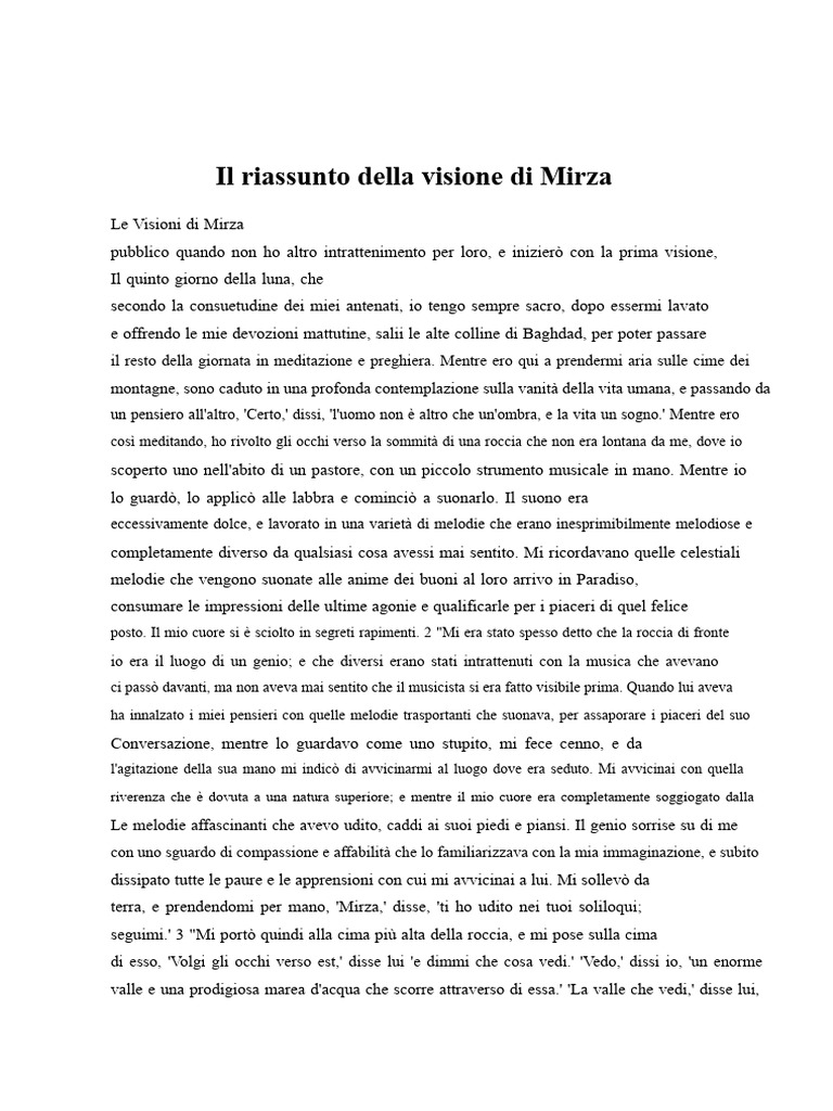 Il Riassunto Della Visione Di Mirza | PDF