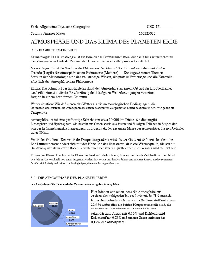 Klimatologie - Die Atmosphäre Und Das Klima Des Planeten Erde | PDF