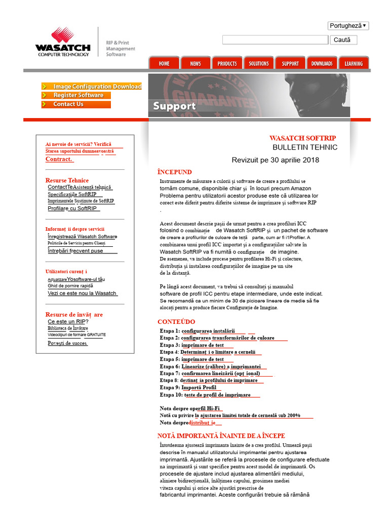 Crearea Profilului Cu Wasatch SoftRIP - Wasatch RIP Software | PDF