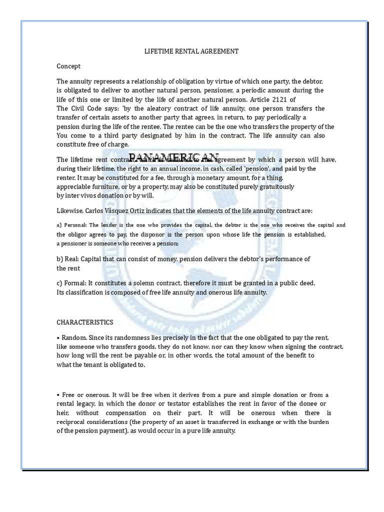 Life Annuity Contract Overview | PDF | Renting | Life Annuity