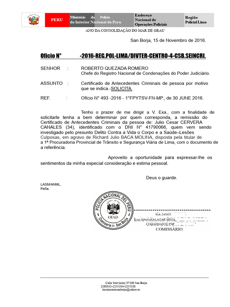 Solicitações de Documentos Policiais no Peru | PDF | Lima | Peru