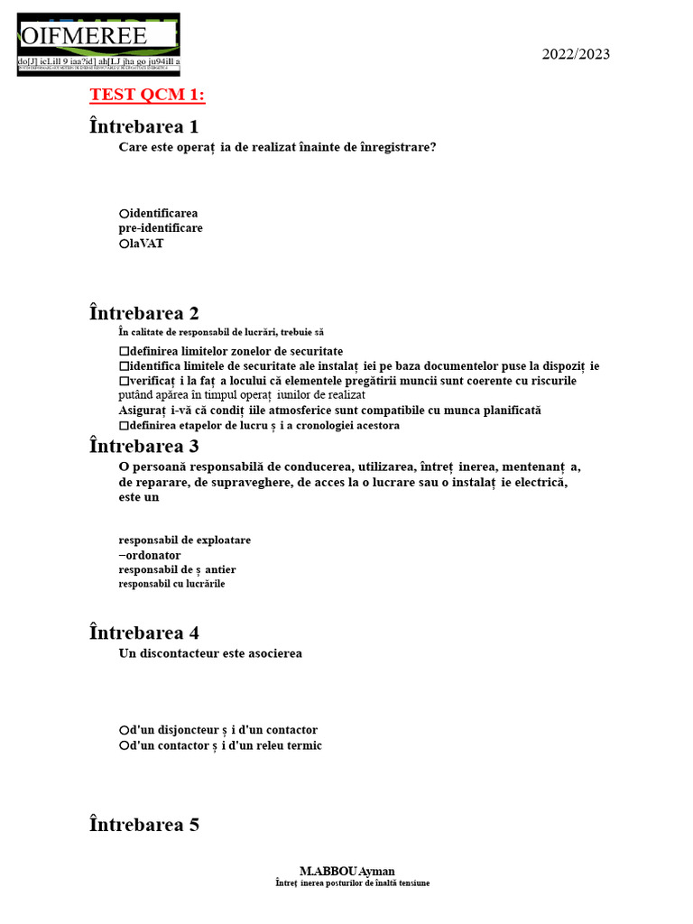 Test QCM 1 | PDF