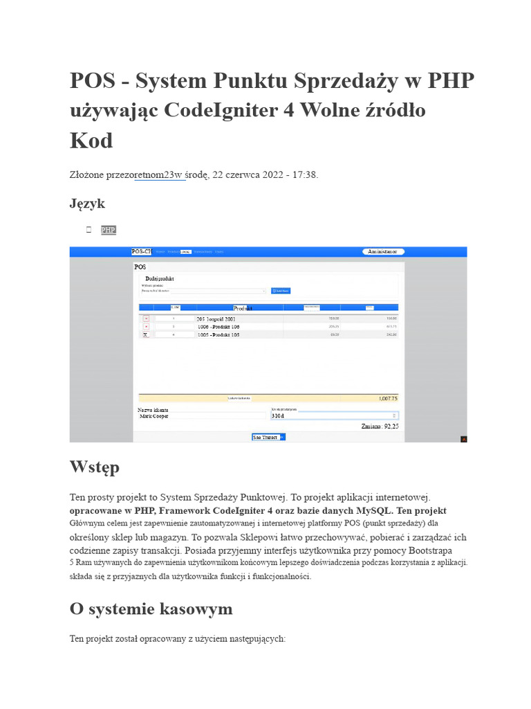 Pos - System Punktu Sprzedaży W PHP Kod: Używając Codeigniter 4 Wolne ...