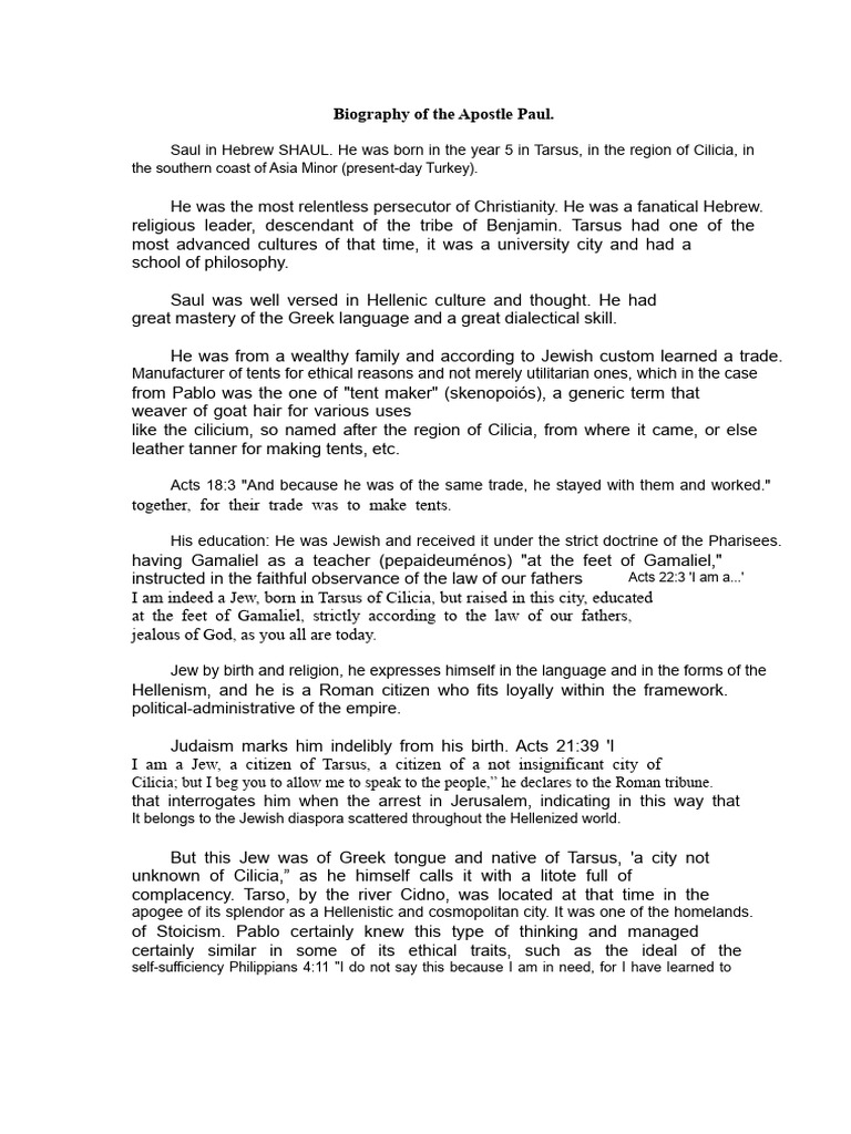 Birth and Life of Apostle Paul | PDF | Paul The Apostle | Early ...