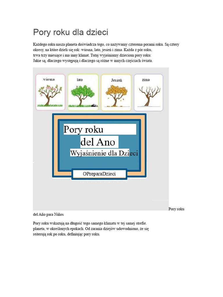 Pory Roku Dla Dzieci | PDF