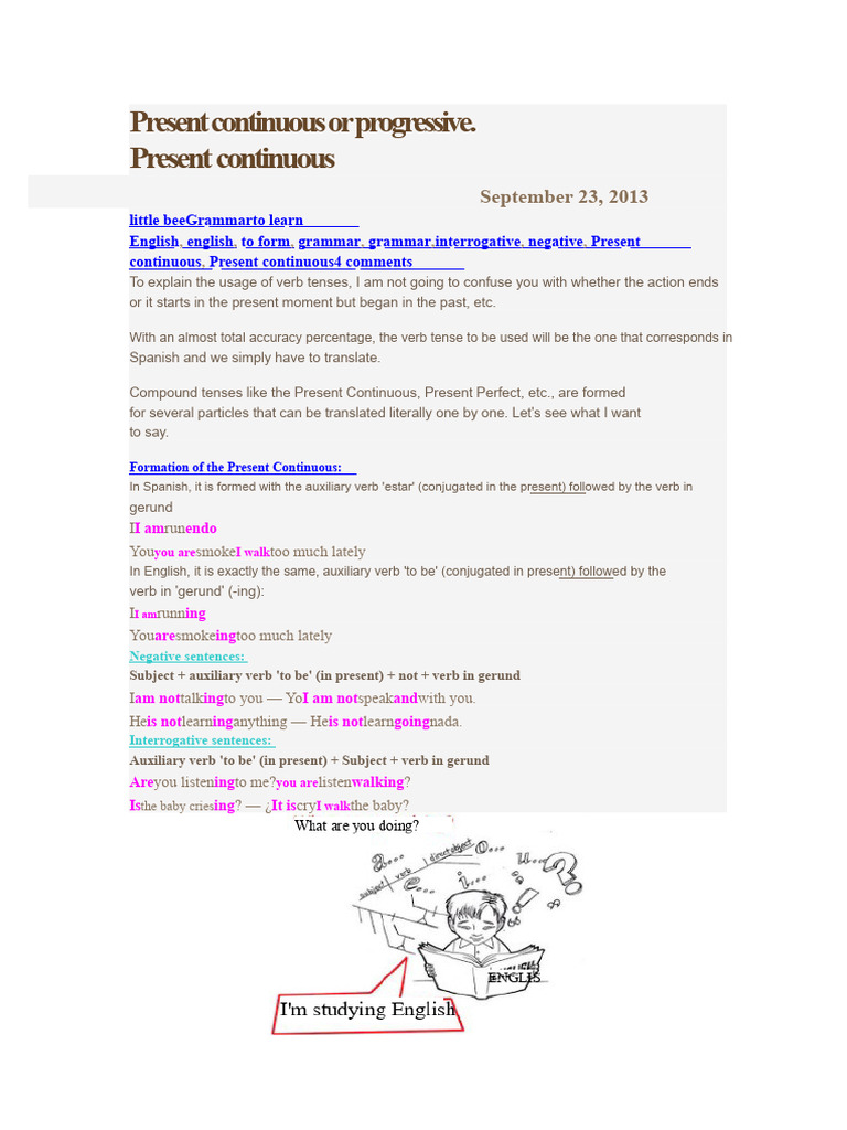 Present Continuous or Progressive | PDF | Verb | Semantics