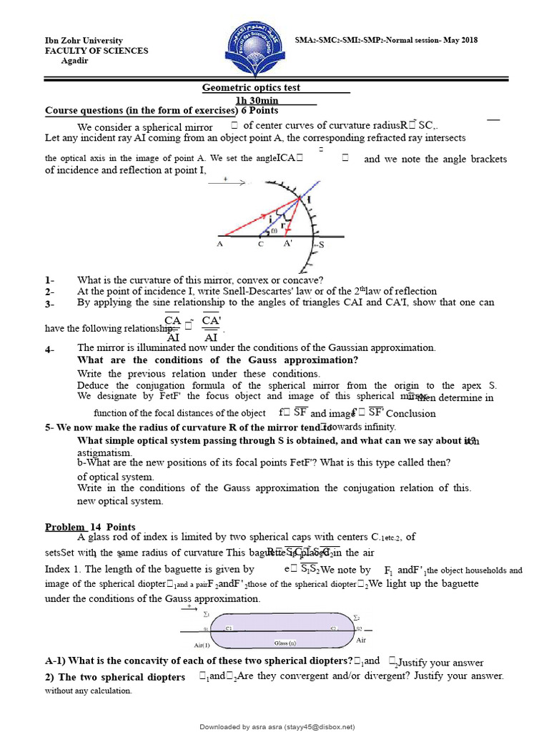 Exercises Solved Geometric Optics - 6 | PDF | Optics | Applied And ...