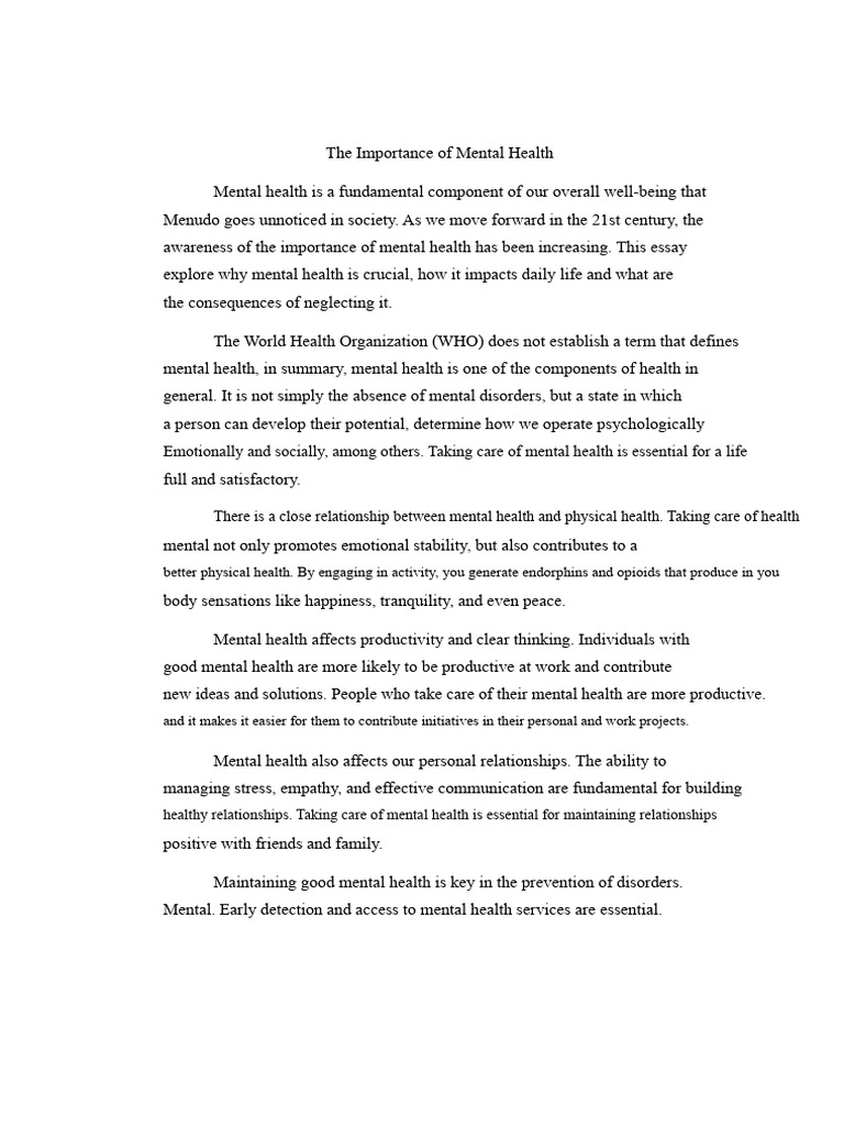 Importance of Mental Health Awareness | PDF | Mental Health | Well Being