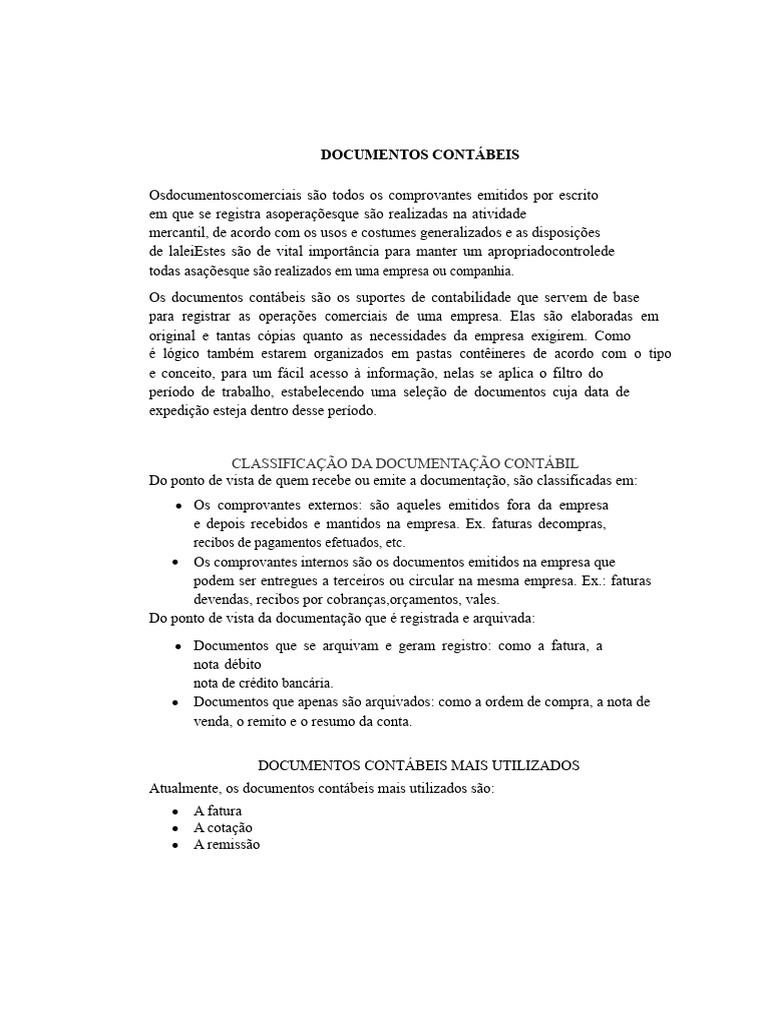 Tipos e Exemplos de Documentos Contábeis | PDF | Contabilidade | Cheque ...