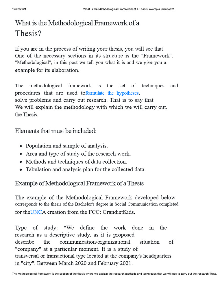 What Is The Methodological Framework of A Thesis, Example Included ...