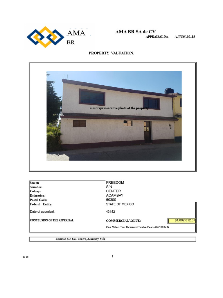 Example of A Commercial Appraisal of A Property | PDF | Real Estate ...