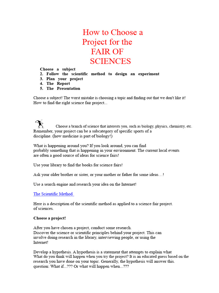 How To Choose A Project For The SCIENCE FAIR | PDF | Science | Experiment