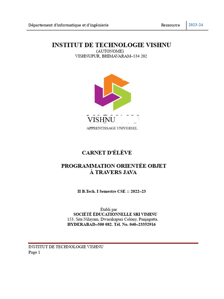 Programmation Orientée Objet en Java | PDF | Java (Langage de ...