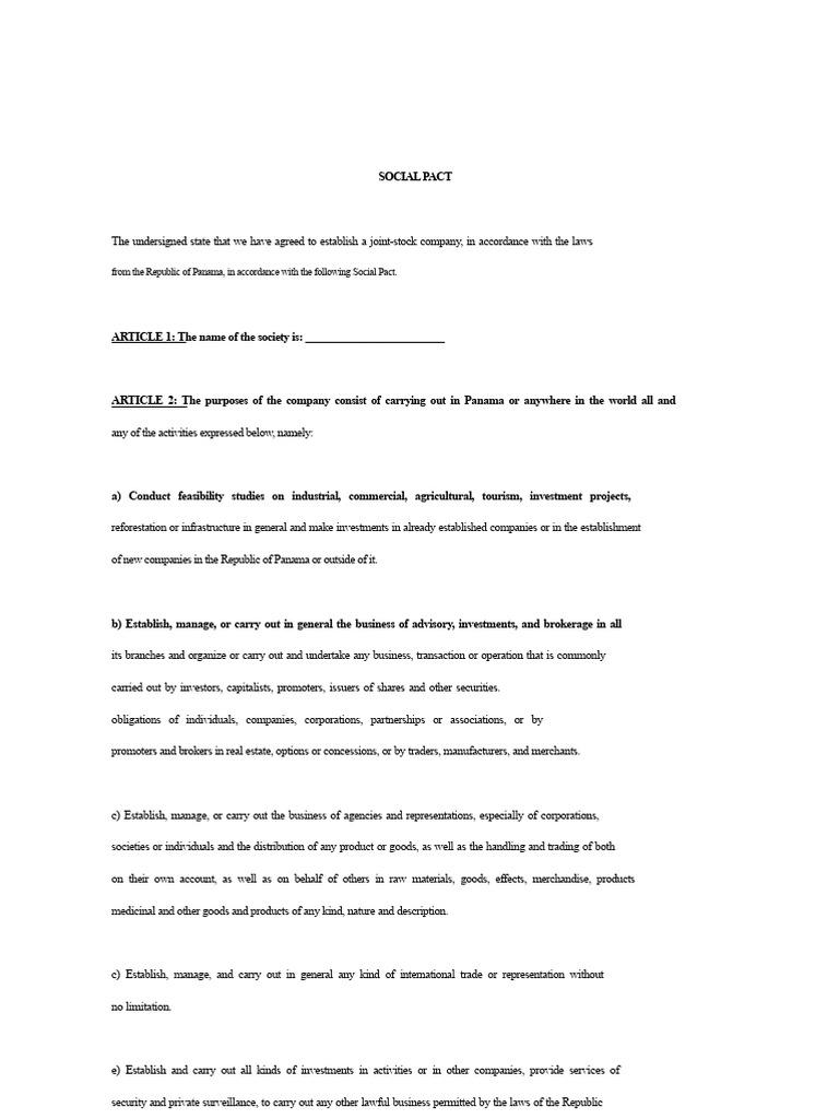 Model of Social Pact | PDF | Board Of Directors | Corporations