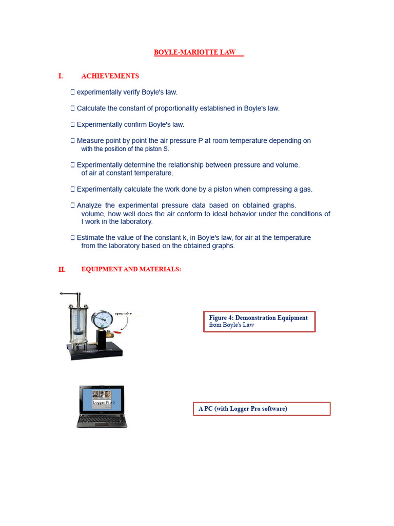 Boyle-Mariotte Law Experiment Guide | PDF | Gases | Quantity
