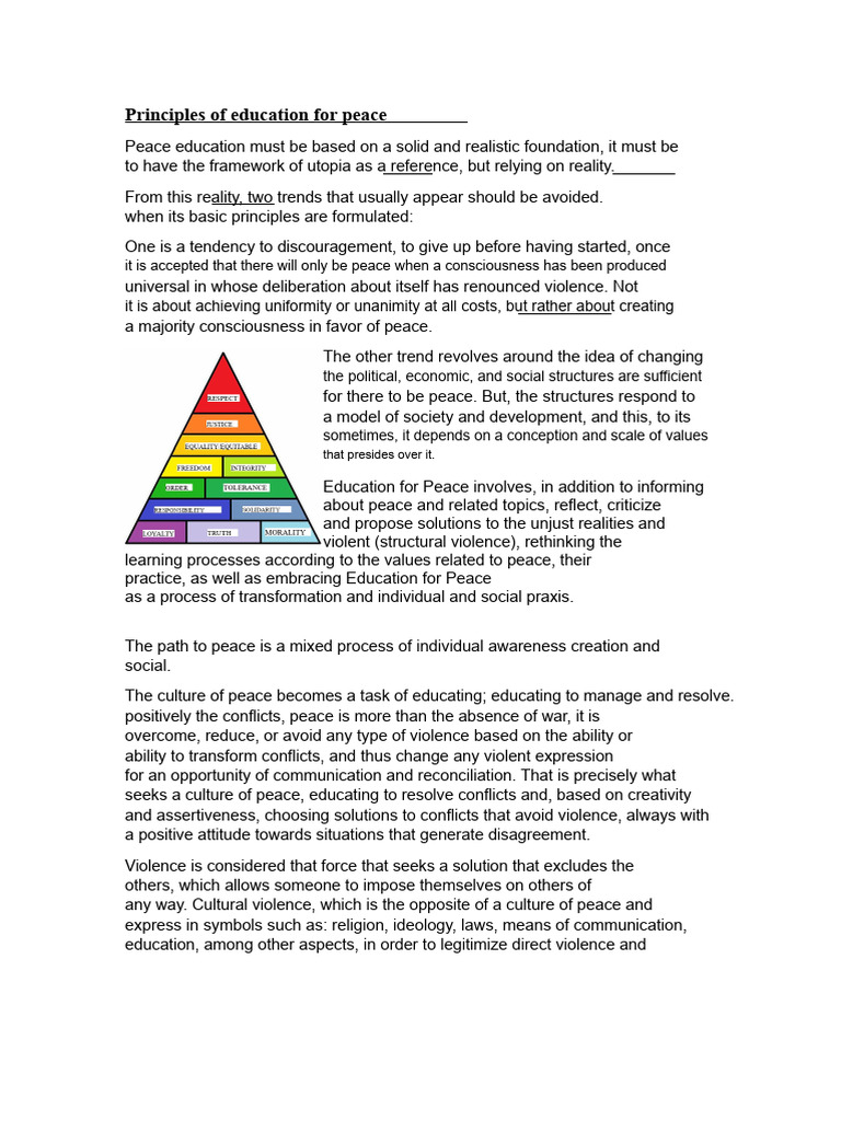 Principles of Education For Peace | PDF | Peace | Violence