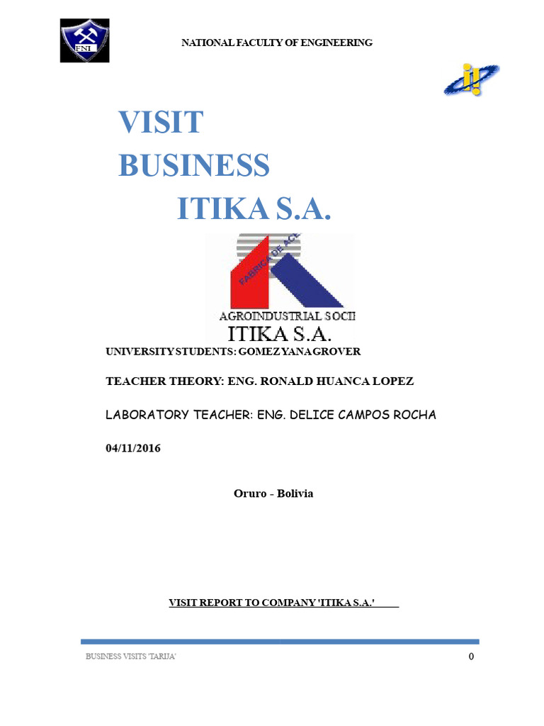 Visit Report: Itika S.A. Overview | PDF | Economies