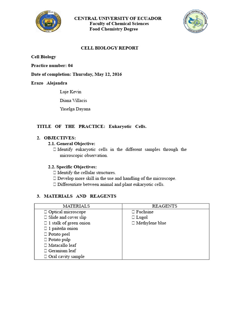 Cellular Biology Report | PDF | Cell (Biology) | Eukaryotes
